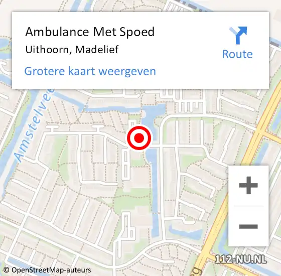 Locatie op kaart van de 112 melding: Ambulance Met Spoed Naar Uithoorn, Madelief op 5 mei 2022 21:56