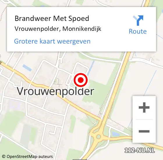 Locatie op kaart van de 112 melding: Brandweer Met Spoed Naar Vrouwenpolder, Monnikendijk op 5 mei 2022 22:08