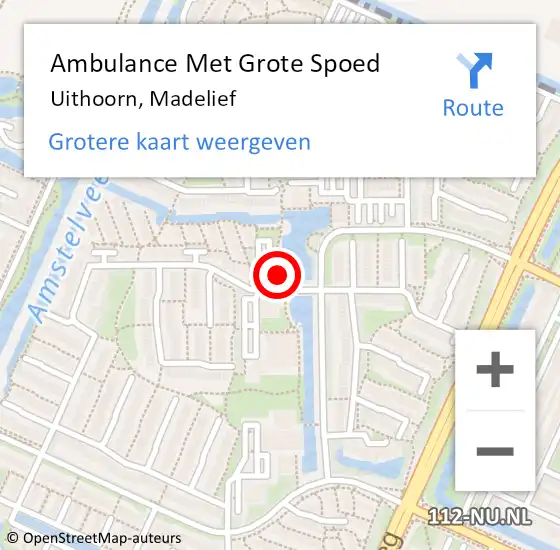 Locatie op kaart van de 112 melding: Ambulance Met Grote Spoed Naar Uithoorn, Madelief op 5 mei 2022 22:24