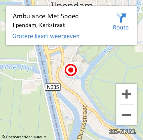 Locatie op kaart van de 112 melding: Ambulance Met Spoed Naar Ilpendam, Kerkstraat op 5 mei 2022 22:27