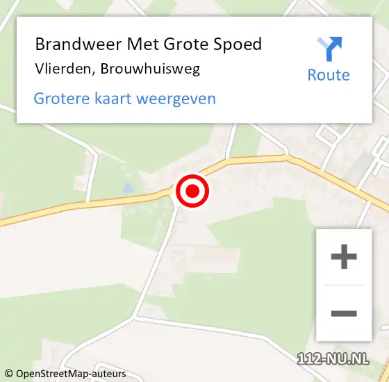 Locatie op kaart van de 112 melding: Brandweer Met Grote Spoed Naar Vlierden, Brouwhuisweg op 5 mei 2022 22:32