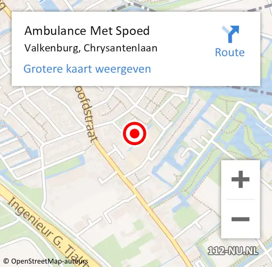 Locatie op kaart van de 112 melding: Ambulance Met Spoed Naar Valkenburg, Chrysantenlaan op 5 mei 2022 22:50