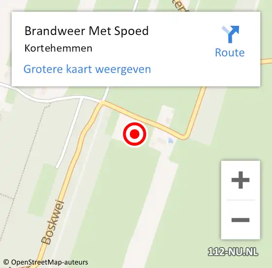 Locatie op kaart van de 112 melding: Brandweer Met Spoed Naar Kortehemmen op 5 mei 2022 23:05