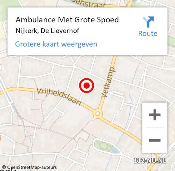 Locatie op kaart van de 112 melding: Ambulance Met Grote Spoed Naar Nijkerk, De Lieverhof op 5 mei 2022 23:06