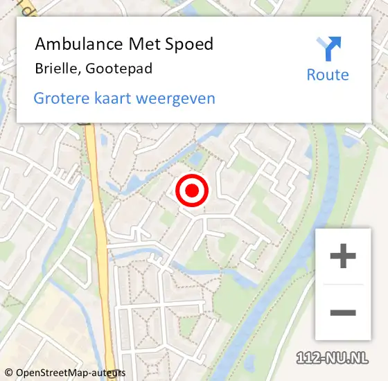 Locatie op kaart van de 112 melding: Ambulance Met Spoed Naar Brielle, Gootepad op 5 mei 2022 23:14