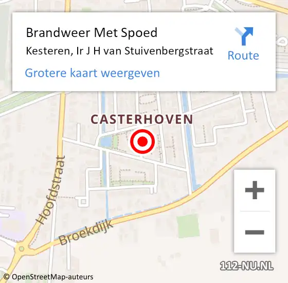 Locatie op kaart van de 112 melding: Brandweer Met Spoed Naar Kesteren, Ir J H van Stuivenbergstraat op 5 mei 2022 23:24