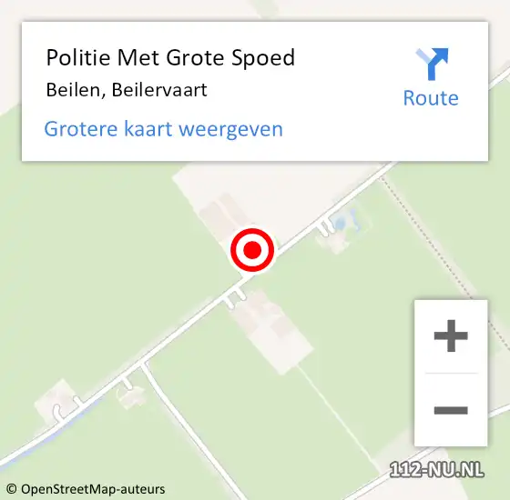 Locatie op kaart van de 112 melding: Politie Met Grote Spoed Naar Beilen, Beilervaart op 5 mei 2022 23:33
