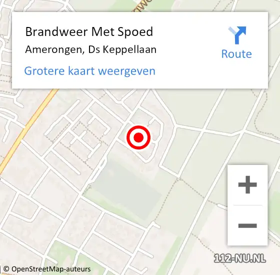 Locatie op kaart van de 112 melding: Brandweer Met Spoed Naar Amerongen, Ds Keppellaan op 5 mei 2022 23:37