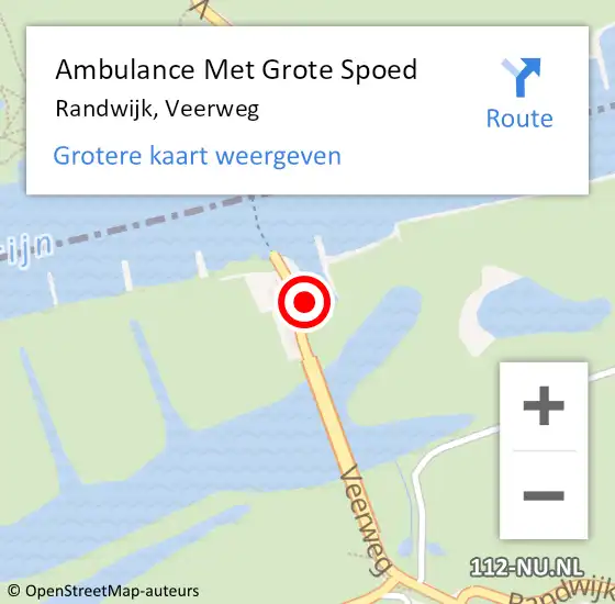 Locatie op kaart van de 112 melding: Ambulance Met Grote Spoed Naar Randwijk, Veerweg op 5 mei 2022 23:38