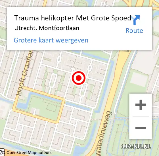 Locatie op kaart van de 112 melding: Trauma helikopter Met Grote Spoed Naar Utrecht, Montfoortlaan op 6 mei 2022 00:54