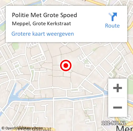 Locatie op kaart van de 112 melding: Politie Met Grote Spoed Naar Meppel, Grote Kerkstraat op 6 mei 2022 00:55