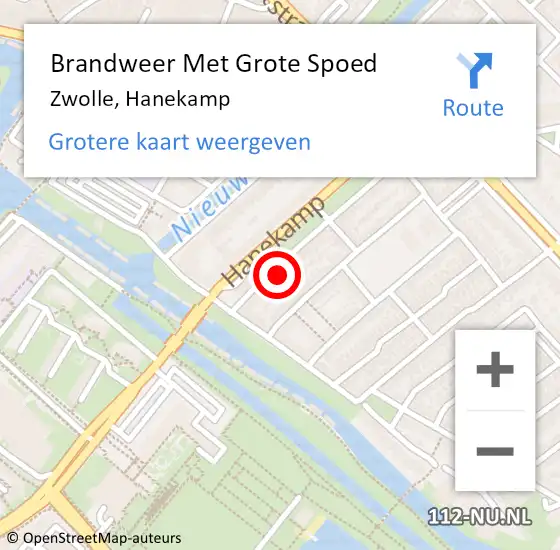 Locatie op kaart van de 112 melding: Brandweer Met Grote Spoed Naar Zwolle, Hanekamp op 6 mei 2022 02:52