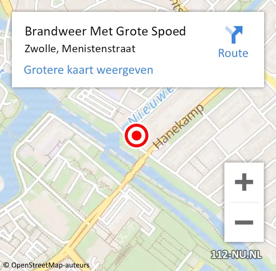 Locatie op kaart van de 112 melding: Brandweer Met Grote Spoed Naar Zwolle, Menistenstraat op 6 mei 2022 03:02