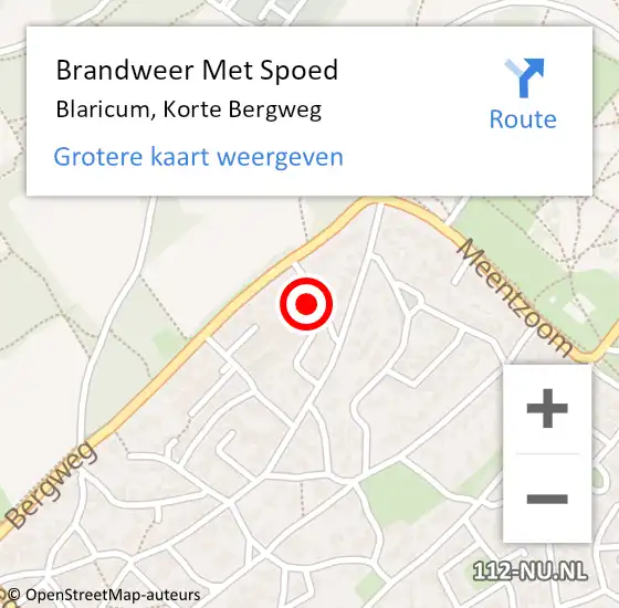 Locatie op kaart van de 112 melding: Brandweer Met Spoed Naar Blaricum, Korte Bergweg op 6 mei 2022 03:54