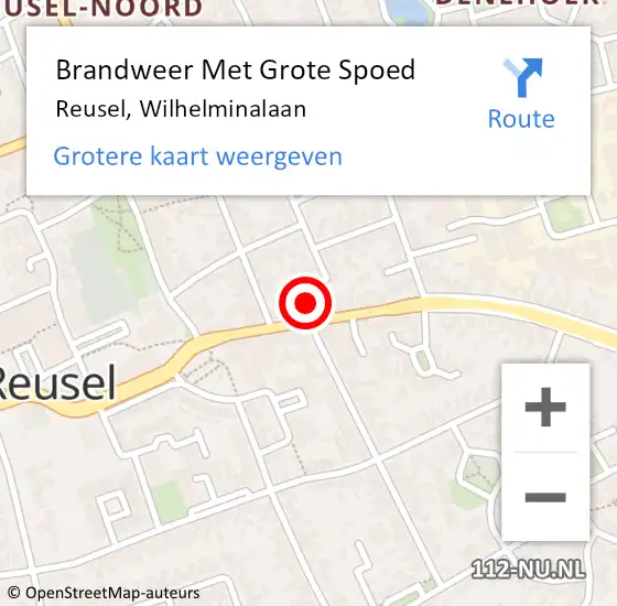 Locatie op kaart van de 112 melding: Brandweer Met Grote Spoed Naar Reusel, Wilhelminalaan op 6 mei 2022 04:22