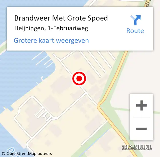 Locatie op kaart van de 112 melding: Brandweer Met Grote Spoed Naar Heijningen, 1-Februariweg op 6 mei 2022 05:44