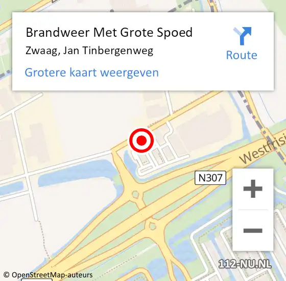 Locatie op kaart van de 112 melding: Brandweer Met Grote Spoed Naar Zwaag, Jan Tinbergenweg op 6 mei 2022 06:05