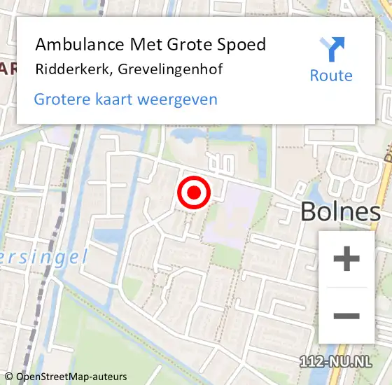 Locatie op kaart van de 112 melding: Ambulance Met Grote Spoed Naar Ridderkerk, Grevelingenhof op 6 mei 2022 06:08