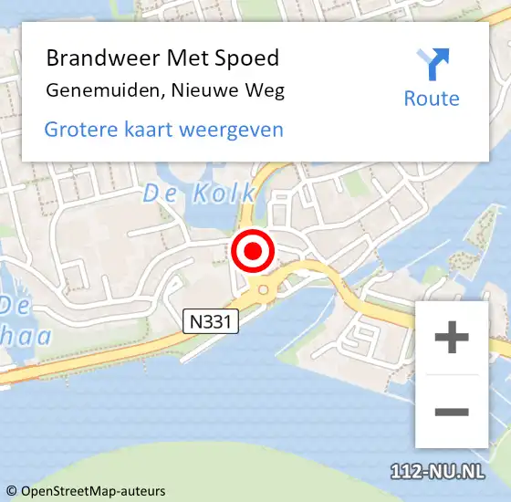 Locatie op kaart van de 112 melding: Brandweer Met Spoed Naar Genemuiden, Nieuwe Weg op 6 mei 2022 06:42