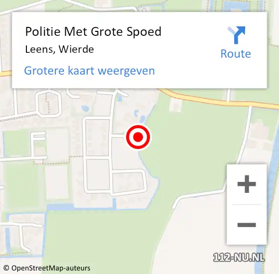 Locatie op kaart van de 112 melding: Politie Met Grote Spoed Naar Leens, Wierde op 6 mei 2022 07:16