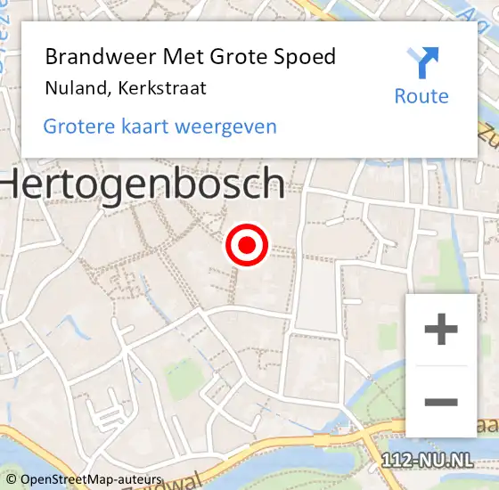 Locatie op kaart van de 112 melding: Brandweer Met Grote Spoed Naar Nuland, Kerkstraat op 6 mei 2022 07:41