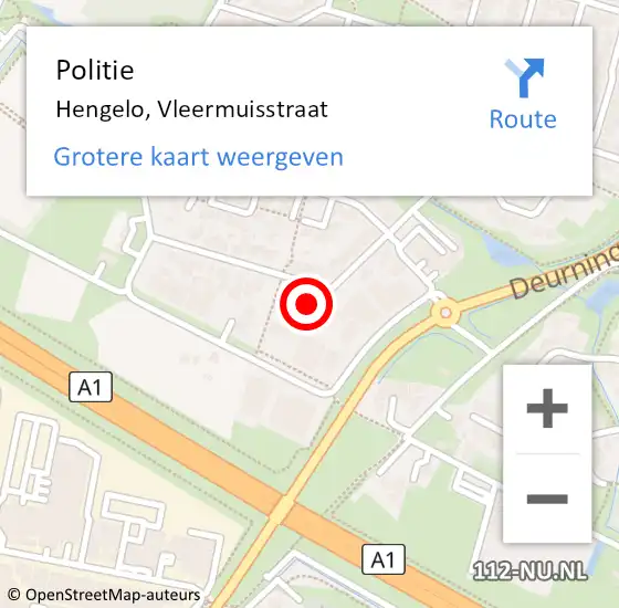 Locatie op kaart van de 112 melding: Politie Hengelo, Vleermuisstraat op 6 mei 2022 07:43