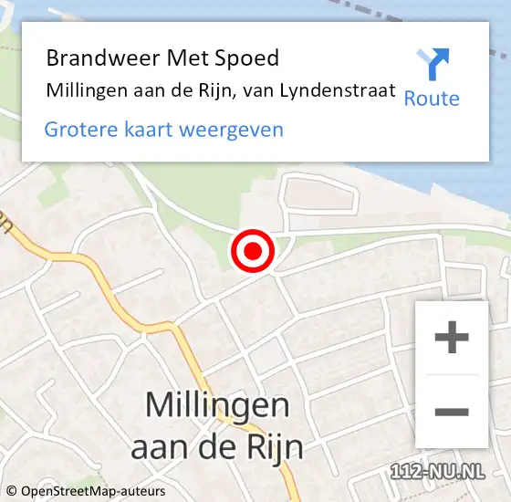 Locatie op kaart van de 112 melding: Brandweer Met Spoed Naar Millingen aan de Rijn, van Lyndenstraat op 6 mei 2022 07:50