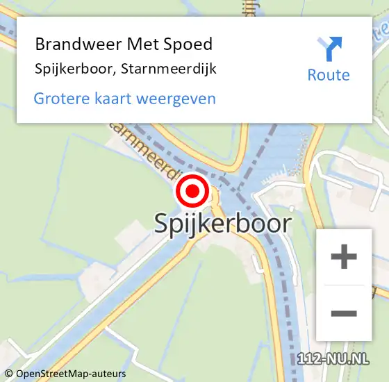 Locatie op kaart van de 112 melding: Brandweer Met Spoed Naar Spijkerboor, Starnmeerdijk op 6 mei 2022 08:05