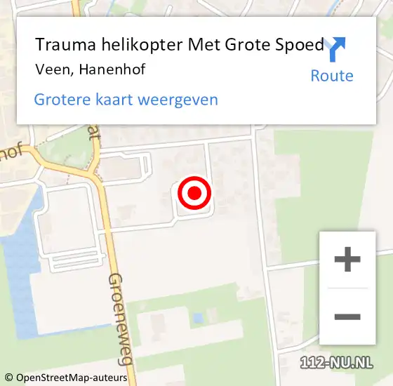 Locatie op kaart van de 112 melding: Trauma helikopter Met Grote Spoed Naar Veen, Hanenhof op 6 mei 2022 08:10