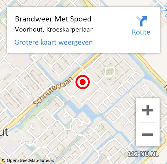 Locatie op kaart van de 112 melding: Brandweer Met Spoed Naar Voorhout, Kroeskarperlaan op 6 mei 2022 08:11