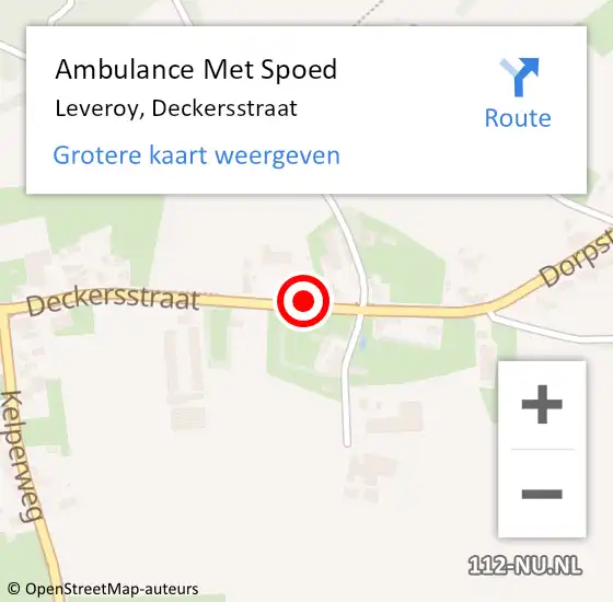 Locatie op kaart van de 112 melding: Ambulance Met Spoed Naar Leveroy, Deckersstraat op 6 mei 2022 08:19