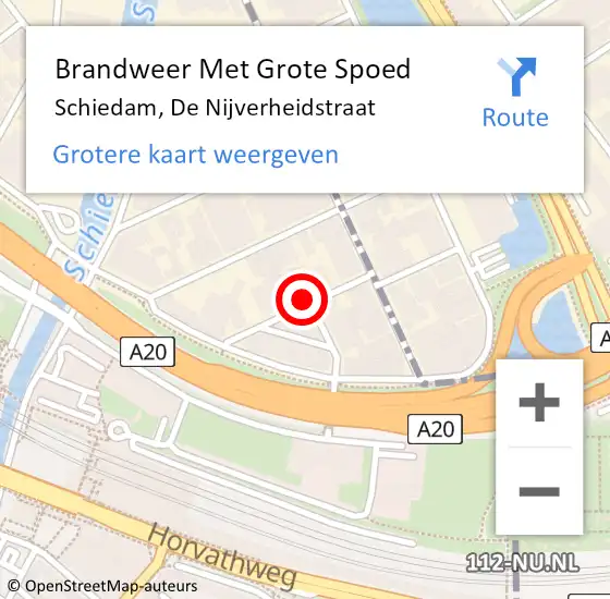 Locatie op kaart van de 112 melding: Brandweer Met Grote Spoed Naar Schiedam, De Nijverheidstraat op 6 mei 2022 08:20