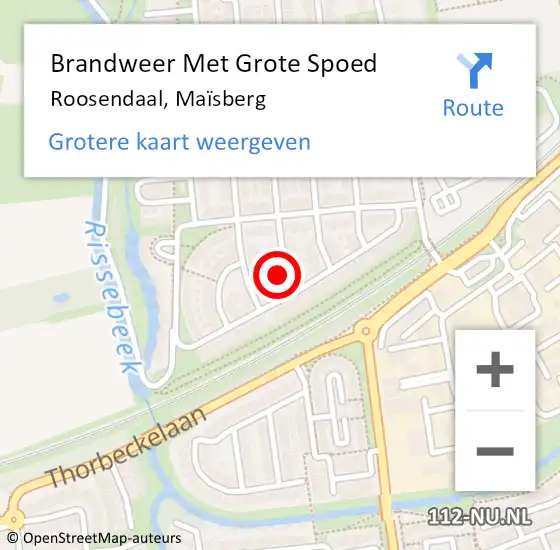 Locatie op kaart van de 112 melding: Brandweer Met Grote Spoed Naar Roosendaal, Maïsberg op 6 mei 2022 08:29