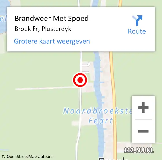 Locatie op kaart van de 112 melding: Brandweer Met Spoed Naar Broek Fr, Plusterdyk op 16 juli 2014 14:52