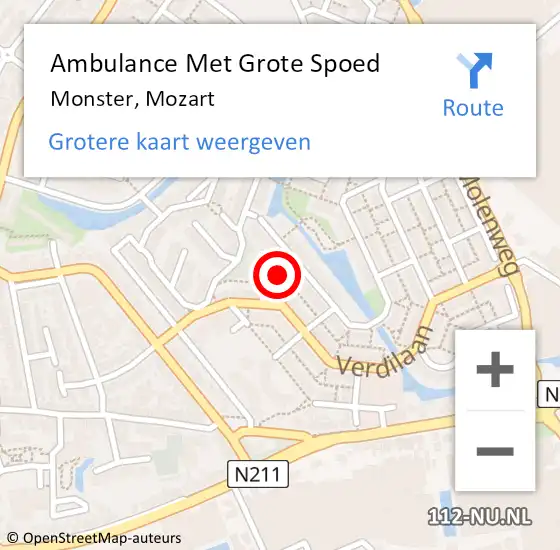 Locatie op kaart van de 112 melding: Ambulance Met Grote Spoed Naar Monster, Mozart op 6 mei 2022 08:40