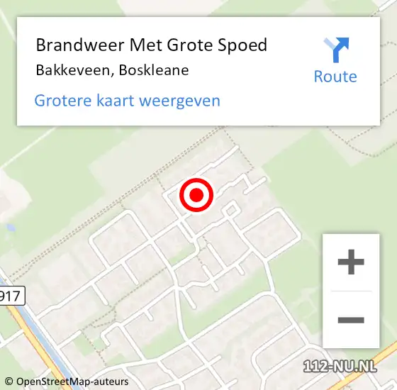 Locatie op kaart van de 112 melding: Brandweer Met Grote Spoed Naar Bakkeveen, Boskleane op 6 mei 2022 08:44