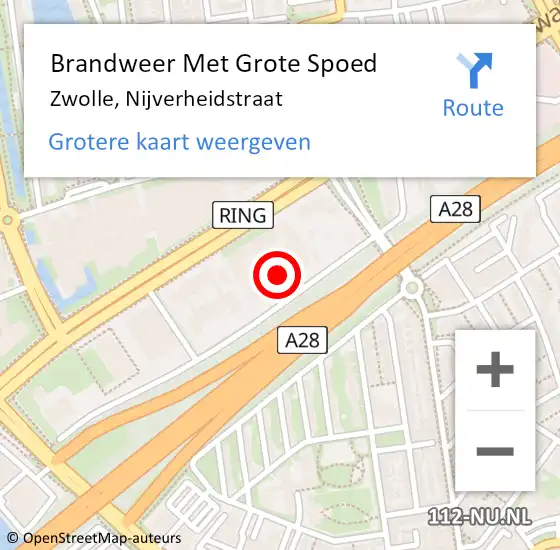 Locatie op kaart van de 112 melding: Brandweer Met Grote Spoed Naar Zwolle, Nijverheidstraat op 6 mei 2022 08:53