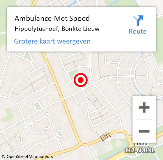 Locatie op kaart van de 112 melding: Ambulance Met Spoed Naar Hippolytushoef, Bonkte Lieuw op 6 mei 2022 09:06