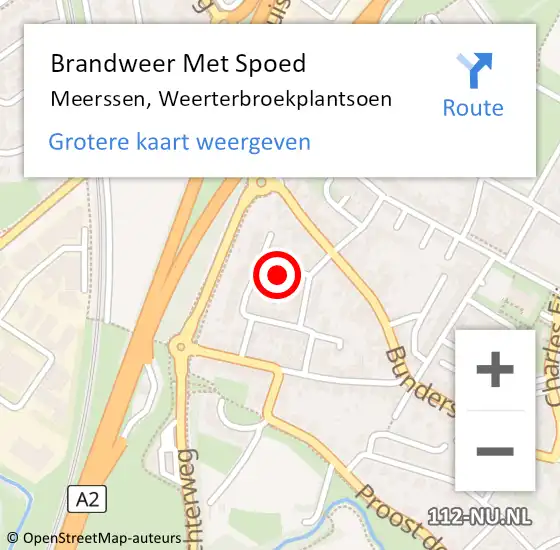 Locatie op kaart van de 112 melding: Brandweer Met Spoed Naar Meerssen, Weerterbroekplantsoen op 6 mei 2022 09:17