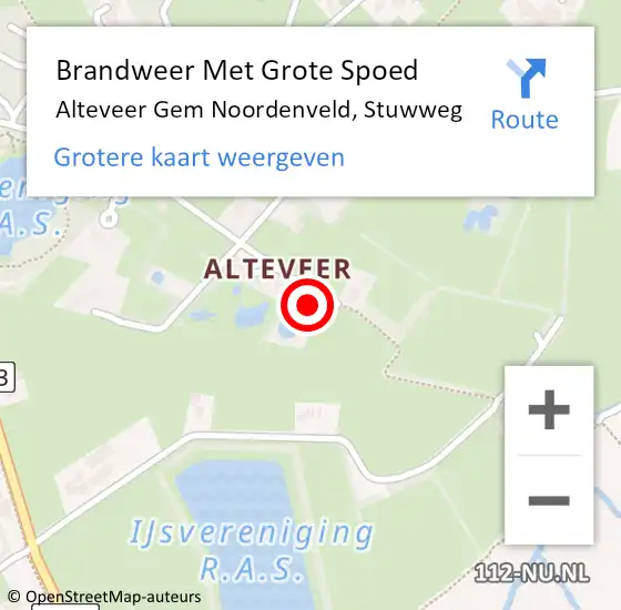 Locatie op kaart van de 112 melding: Brandweer Met Grote Spoed Naar Alteveer Gem Noordenveld, Stuwweg op 8 oktober 2013 14:01