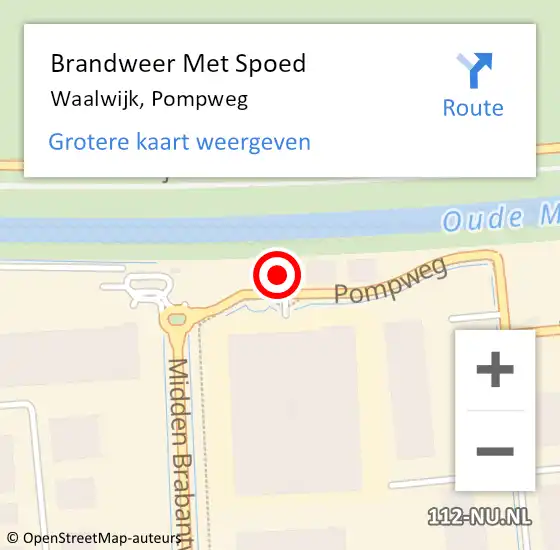 Locatie op kaart van de 112 melding: Brandweer Met Spoed Naar Waalwijk, Pompweg op 6 mei 2022 09:25