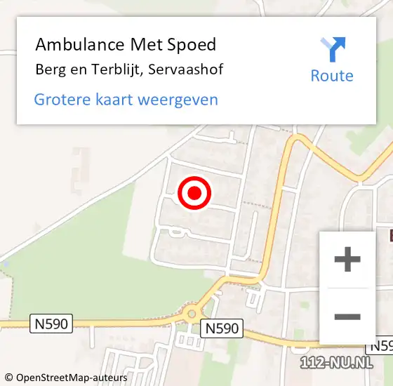 Locatie op kaart van de 112 melding: Ambulance Met Spoed Naar Berg en Terblijt, Servaashof op 6 mei 2022 09:48