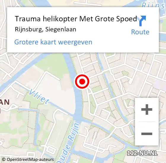 Locatie op kaart van de 112 melding: Trauma helikopter Met Grote Spoed Naar Rijnsburg, Siegenlaan op 6 mei 2022 09:56