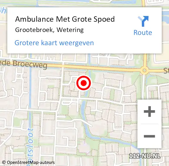 Locatie op kaart van de 112 melding: Ambulance Met Grote Spoed Naar Grootebroek, Wetering op 6 mei 2022 10:03