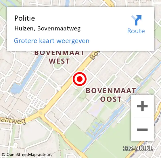 Locatie op kaart van de 112 melding: Politie Huizen, Bovenmaatweg op 6 mei 2022 10:20