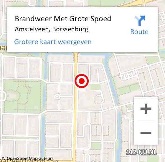 Locatie op kaart van de 112 melding: Brandweer Met Grote Spoed Naar Amstelveen, Borssenburg op 6 mei 2022 10:24