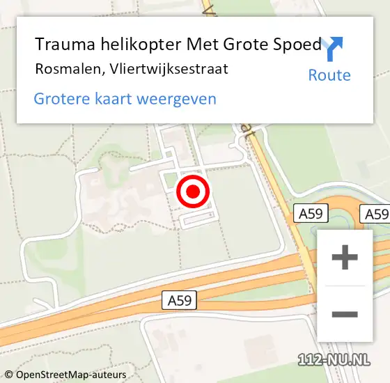 Locatie op kaart van de 112 melding: Trauma helikopter Met Grote Spoed Naar Rosmalen, Vliertwijksestraat op 6 mei 2022 10:50