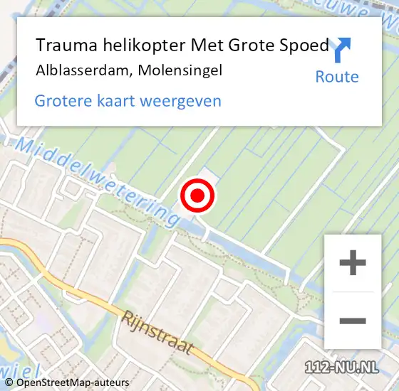 Locatie op kaart van de 112 melding: Trauma helikopter Met Grote Spoed Naar Alblasserdam, Molensingel op 6 mei 2022 10:55