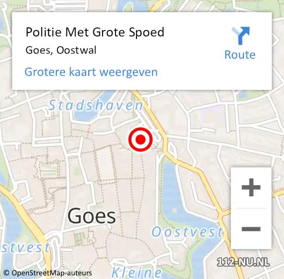 Locatie op kaart van de 112 melding: Politie Met Grote Spoed Naar Goes, Oostwal op 6 mei 2022 11:23