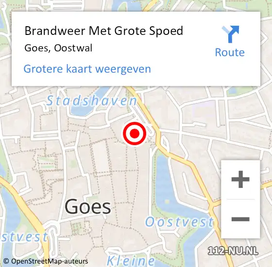 Locatie op kaart van de 112 melding: Brandweer Met Grote Spoed Naar Goes, Oostwal op 6 mei 2022 11:23